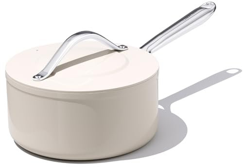 CookinCraze Pentola antiaderente con coperchio, rivestimento in ceramica da 3 qt, con manico per mantenere il freddo, compatibile con induzione, lavabile in lavastoviglie e forno fino a 287,8 °C,