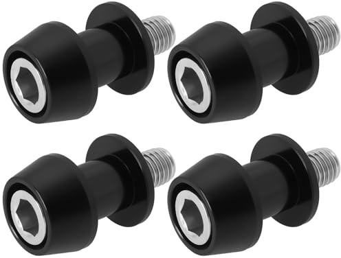 2 Pares Tornillos M10 CNC para Soporte Carrete Basculante y Marco Arranque Moto, Adaptador Alta Precisión 10mm Negro