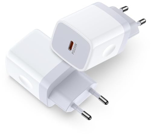 25W Ladegerät USB C 2Pack PD 3.0 USB C Power Ladeadapter | USB C Netzteil Adapter für iPhone 17 16 15 Samsung Ladestecker für Galaxy S25 S24 S23 S22 S21 A15 A16 A35 A55 A54