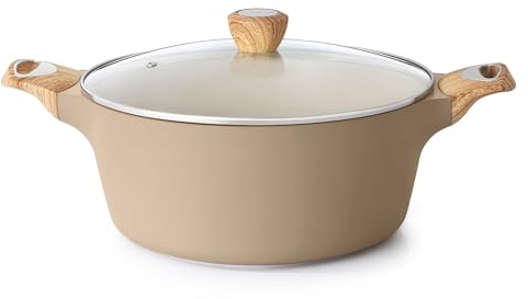 SENSARTE Marmite en céramique antiadhésive avec couvercle, 2,6/4,5/6,6/8,5/11 l, casserole à soupe non toxique, saine pour pâtes, grande casserole de cuisson, compatible induction, sans PFOA, PFAS