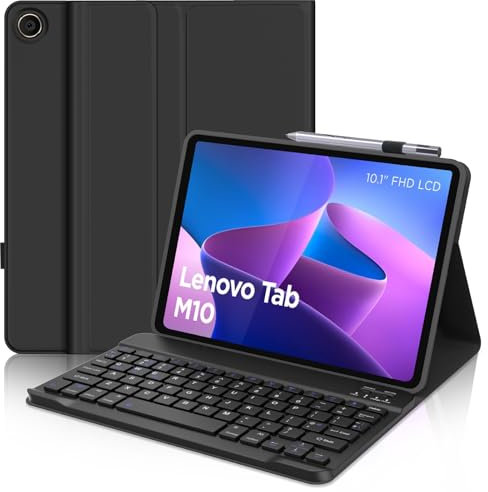 SENGBIRCH Keyboard Case for Lenovo Tab M10 3rd Gen 10.1 - UK Layout Wireless Bluetooth Detachable Keyboard, Case for Lenovo Tab M10 3rd Gen 10.1 inch, Black