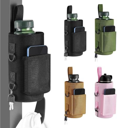 Magnetic Gym Bag Water Bottle Carrier Holder, Stronger Magnetic Gym Water Bottle Bag with Phone Pockets & Adjustable Shoulder Strap, Crossbody Sling Magnet Gym Pouch for Travel,Workout,Sports,Biking