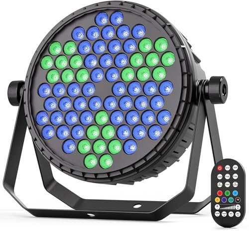Oloaxolx 120 W RGB LED Par Scheinwerfer mit Dynamische Rotation Farbwirbeleffekt, 72 LEDs Bühnenlicht mit Fernbedienung/DMX512/ Soundaktiviertem discolicht für DJ partys Hochzeiten Kirchen Bühne