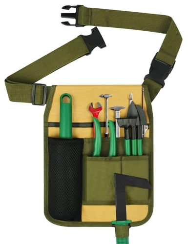 Aucuu Garden Tool Belt Bag, Adjustable Waist Bag, Portable Waterproof Gardening Belt Tool Pouch for Gardeners, Carpenters, Builders, Joiners- Unisex