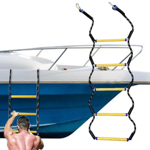 Rope Ladder For Adults - 5 Steps Extension Climbing Ropes, Rope Ladders For Boat | Reinforced Rigid Resin Steps, Outdoor Boarding Ladder Kayak Inflatable Boat Motorboat Canoeing Safety