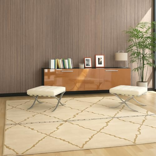 Rugeast Moderner Nepal Teppich 198x142 cm Handgeknüpft aus Wolle, Beige-Braun, Rechteckig, Wohnzimmer & Büro, Hochwertig aus Indien
