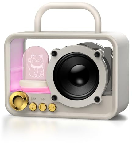 Ykall Mini Bluetooth Speaker with Cat-Pattern & Portable Wireless RGB Light | Cute Cat-Pattern Design, Color-Changing RGB Lights, Deep Bass, 8H Playtime