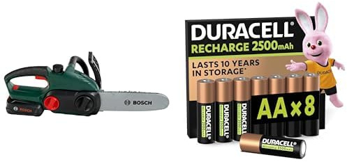 Theo Klein Bosch Kettensäge, Licht & Sound, 3+ Jahre, & Duracell AA Akkus 8 Stück, 2500mAh
