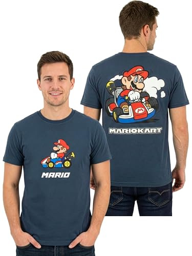 Super Mario Tshir, Stylisches Tshirt Herren & T-Shirt Herren Mit Mario Kart Design Aus Baumwolle, Marine S