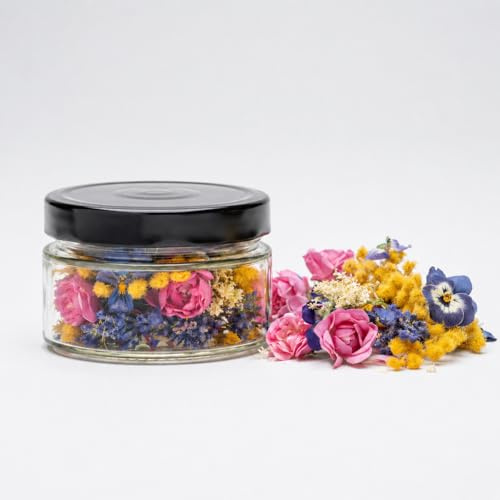 Lioflor 20+ Essbare Blütenmischung zur Tortendekoration – Natürliche Gefriergetrocknete Blumen – 100% Essbar Deko für Geburtstage, Hochzeiten, Events, Cupcake