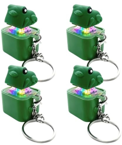 Jouet Anti-Stress Grenouille, 4 Pièces Porte-Clés Grenouille Coassante, Porte-clés avec Bouton Sonore, Aide à la Concentration, Soulage Le Stress et Le Plaisir à Emporter