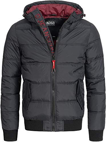 Indicode Herren Adrian Steppjacke Winter in Daunenjacken-Optik mit Kapuze
