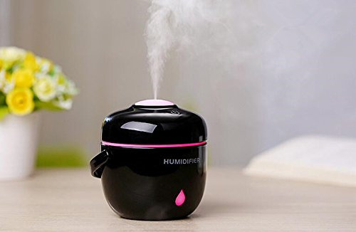 Infinitely Great Home Decor Center 1Pcs Electric Rice Cooker Shape Quiet USB 230ML Mini Air Humidifiers Bedroom Decoration (Black)