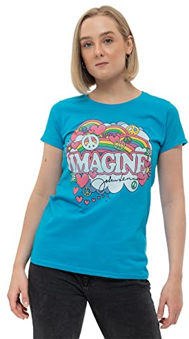John Lennon Damen Rainbows, Love & Peace T-Shirt
