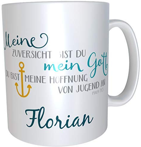 Kilala Tasse Konfirmation Namen Anker Spruch Geschenk Konfirmand evangelisch Kirche Teetasse Becher Mädchen Junge (Türkis)