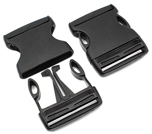 HEAVYTOOL Steckschnalle 40mm Gurtbandbreite Schwarz gerade Typ C POM Acetal (10 Stück) Steckverschluss Klippverschluss Klickverschluss Rucksackschnalle