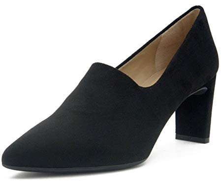 UNISA Schuh für Damen, Mokassin mit Zehenspitze aus Öko-Wildleder, schwarz, Absatz 7 cm, Schwarz , 36 EU