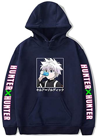 cshsb Hunter x Hunter Sweats à Capuche Manga pour Filles Femme Enfant Pull Hisoka Killua Kurapika Gon Cosplay Sweatshirt Hoodies Jacket Manteau avec Poche Kangourou,A,L-XL