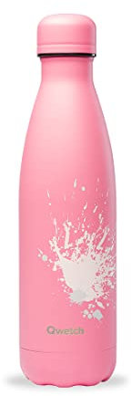 Qwetch - Bouteille Isotherme Spray Rose 500ml - Gourde Nomade Inox - 24h Froid et 12h Chaud - Etanche, Sans BPA & Réutilisable - Gourde isotherme pour Sport, Voyage, Bureau, Randonnée