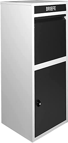 Ondis24 Korona Paketbox Postbox für Pakete, Päckchen, Warensendungen und Briefe mit Paketsafe (103 cm, Grau Schwarz)