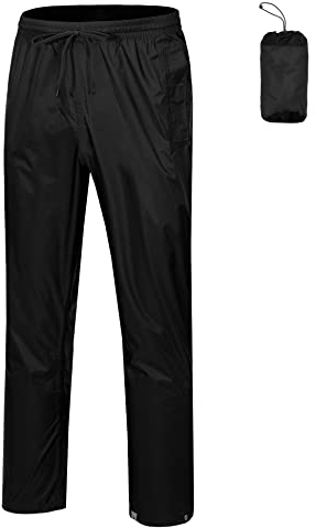Mapamyumco Herren Leichte wasserdichte Regenhose Atmungsaktive Hose Schwarz XXL