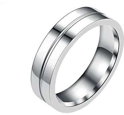 Epinki Ring Verlobung Herren 6MM, Silber Herrenringe Bandring Poliert Edelstahl Ringe Mann, Größe 72 (22.9)