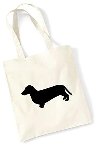 Huuraa Tasche Dackel Silhouette Geschenk 10 Liter Natural Baumwolle Dackel Accessoire