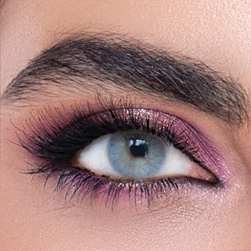 LA' BELLA farbige Kontaktlinsen ICEBERG (Dioptrien -0.00) – MILANO SERIE, stark deckende Monatslinsen für 3 Monate, Helle Blau-Grüne & Graue Farblinsen, perfekt für dunkle Augen