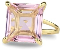 ANEMONE JEWELRY Selbstliebe-Rosenquarz-Ring – Statement-Ring mit Quadratischem Prinzessschliff – Großer Solitär-Ring mit Rosa Stein – 14 Karat Gold Damenschmuck