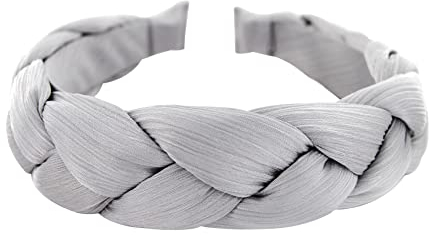 axy Haarreif mit Geflochtener Stoff in Candy Colours - Wunderschön Stirnband Damen Haarschmuck Haarreifen HRZ2 (Silbergrau)