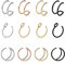 Kucheed 12 Stück Fake Nasenringe, Verstellbare Gefälschte Doppelte Hoop Nasenring Ohrclip Manschetten,Faux Nasenring Creolen Ohrringe Wrap,Helix Knorpel Lobe Septum Piercing Schmuck für Frauen Männer