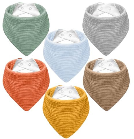 NISXABEBE Lätzchen Baby Dreieckstuch Musselin Halstuch Babies für Junge und Mädchen,Sabberlätzchen Baby Verstellbare 6 Stück