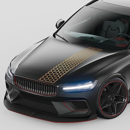 Finest Folia Rennstreifen Negativ Auto Aufkleber 120x25cm für Motorhaube Motorrad Bus Sticker Kfz Zubehör Tuning Dekor Design Folie Racing Streifen Dach KX080 (04 Gold)