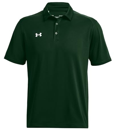 Under Armour Tech Team Mens Short Sleeve Polo Shirt 3XL Forest Green-White