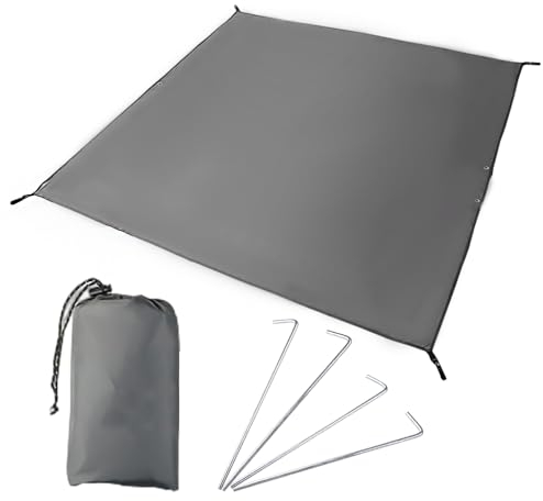 MEMOFYND 1 lona para tienda de campaña con 1 bolsa de almacenamiento y 4 estacas de tienda de campaña, lona multiusos para exteriores, alfombra de toldo, tienda de campaña para camping, senderismo,