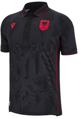 Macron Albanien Trikot 3rd EM 2024 Kids schwarzrot, JM (140) Kinder