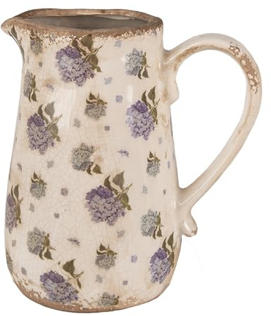 Clayre & Eef Vase pichet céramique Beige Bleu 16x12x18cm