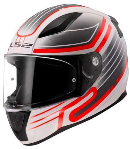 LS2, Integraler Motorradhelm Rapid II Circuit Gloss White Red, L