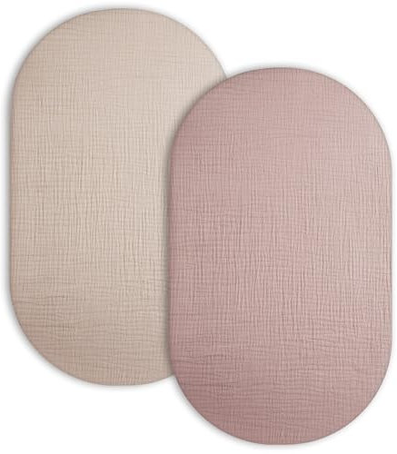 Musselin-Bettlaken für Stubenwagen, 83,8 x 43,2 cm, Beige und Taupe, 2 Stück