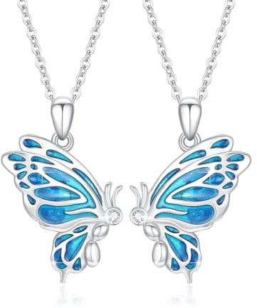 CUOKA MIRACLE BFF Halskette für 2 Mutter Tochter Halskette Split Schmetterling Anhänger Schwester Schmuck Beste Freundin Freundschaft Halskette Set von 2 Geburtstag Tag Geschenke für sie