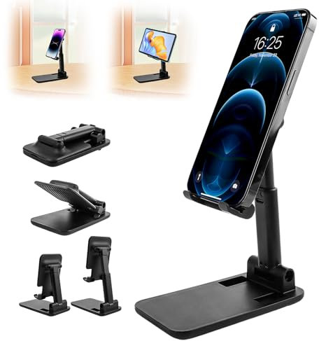 LOBVABA Support Telephone Réglable Pliable,Pliable & Réglable, Porte Telephone Pliable,Portable Support Téléphone Bureau Réglable