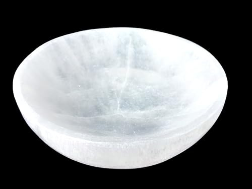 Steinfixx® Vaschetta di ricarica in cristallo di selenite pesante circa 600 grammi | Ø 13 cm | per ricaricare le tue pietre preziose | decorazione, casa di campagna