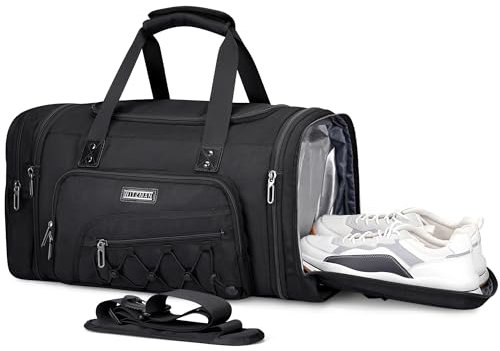WITZMAN Reisetasche Herren Weekender Duffle Bag 50L Sporttasche mit Schuhfach Duffle Bag Gym Trainingstasche Herren Damen (B695 Schwarz)