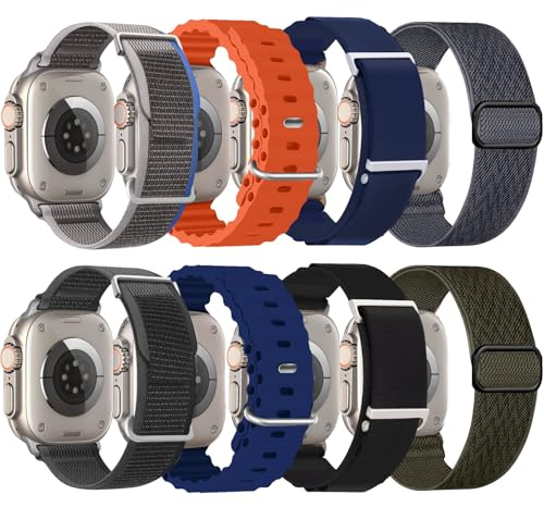 Alpine Loop Cinturino in nylon – Compatibile con Apple Watch Ultra 2/Ultra 49 mm, 46 mm, 45 mm, 44 mm, per uomini e donne, regolabile con cinturino in metallo G-gancio per iWatch Ultra 2/Ultra Series