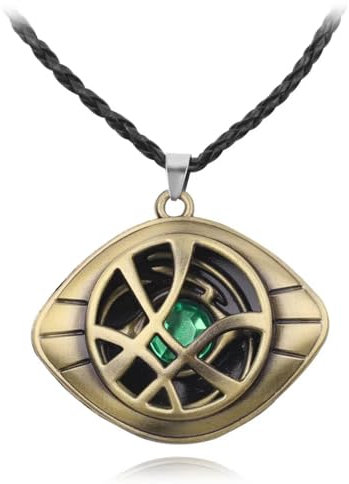 GAUEIOUR Strange Necklace,Eye of Agamotto Pendant Necklace,Cosplay Jewellery Prop, for Strange Fans,Fashion Alloy Men's and Women's Accessories(Ancient Bronze)