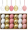 Valery Madelyn 18er Ostereier zum Aufhängen für Osterdeko,4cm Modern künstliche Mini Ostereier für Ostern Deko,Rosa Gold Ornament für Osterkörbchen Frühlingsdeko,Ostern Geschenke Kinder