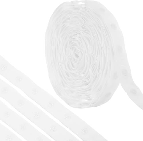 QUARKZMAN 4 Yard Snap Button Tape für Nähen, Baumwoll-Snap-Button-Borte Schnellverschluss-Schnallenband für Kleidung Stoff DIY Handwerk, Weiß
