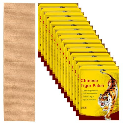 KUWUNG 120 Piezas Parches de Calor, Tiger Parches para el dolor, Parches dolor para Espalda, Cintura, Cuello, Rodillas, Aliviar el dolor muscular y articular