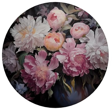 SPACEREBELS Bilder Blumen - Runde Wandbilder Wohnzimme - Deko Modern - Schlafzimmer - Room Decoration - Kunstdruck Wanddeko - Aufhängfertig Wall Art Zimmer