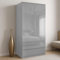 Blisswood Single High Gloss Wardrobe – 2 Door & 2 Drawers Wooden Wardrobes with Hanging Rail | Sleek Bedroom Furniture for Modern Homes, Grey